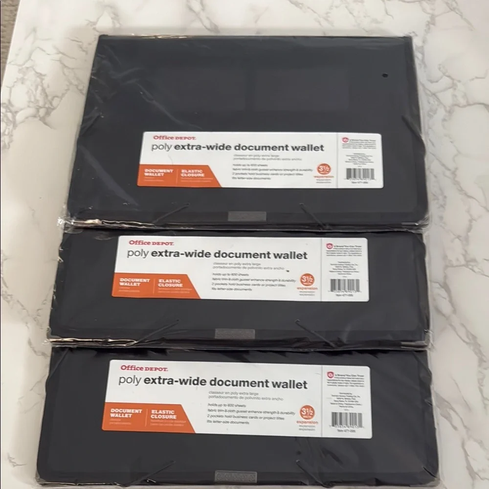 Office Depot Black Document Wallet Trio
